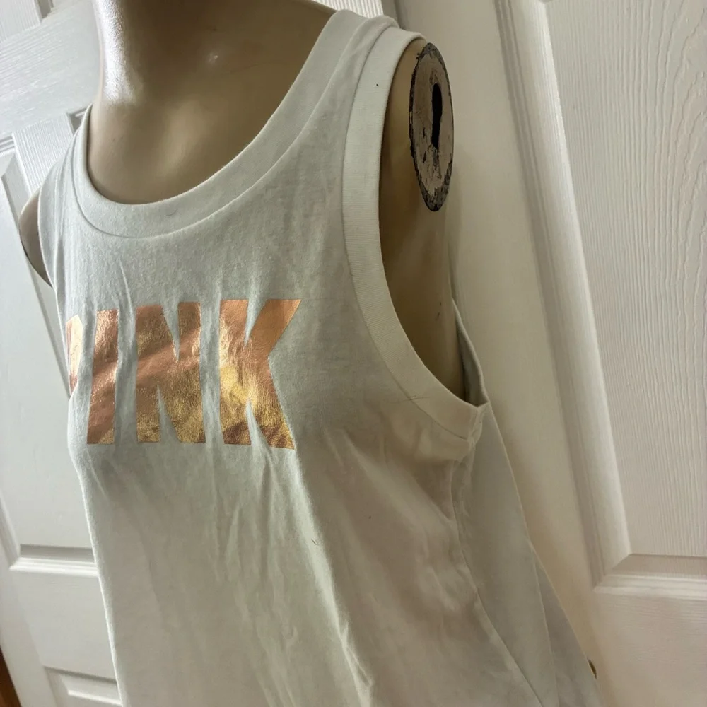 PINK Victoria's Secret White and Gold Tank Top - Picture 2 of 5